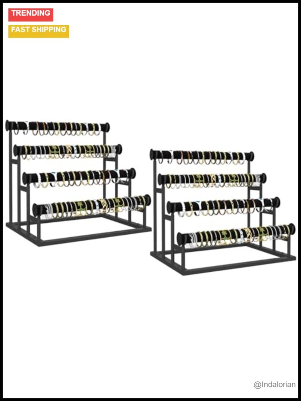 4 Tier Velvet Bracelet Holder 2 Pack Detachable Metal Display Stand Organizer